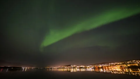 Calm aurora over the city Stock Footage 250435570