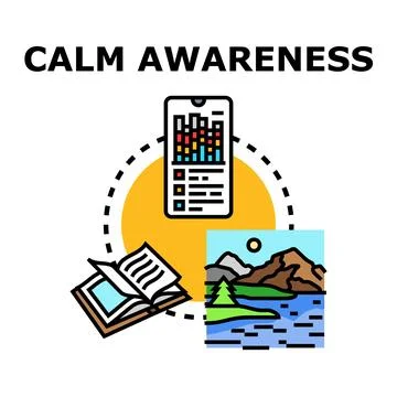 Calm awareness concept vector illustration with data, reading, nature Stock Illustration