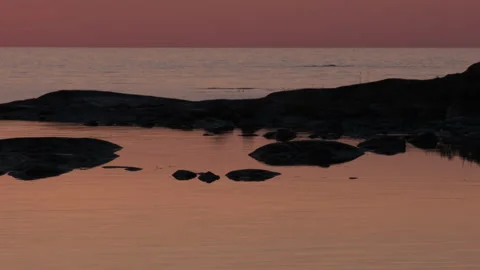 Calm bay during sunset Stock Footage