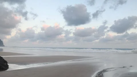 Calm Beach with Clouds Stock Footage 340004881