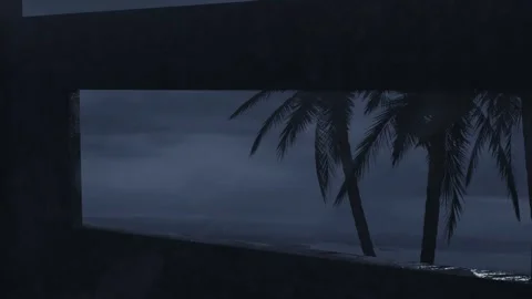 Calm Beach Scene with Smooth Waves and Palm Trees – Cinematic Nature Footage Video stock 304652170