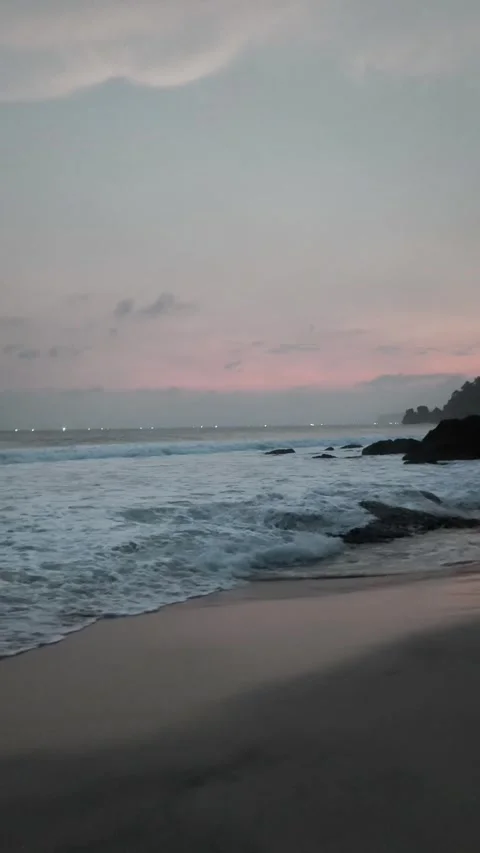 Calm Beach Under the Sunset Sky Stock Footage 333497587