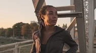 Calm Beautiful African American Woman Looking Aside While Resting After Work Out Stock Footage
