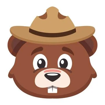 Calm beaver with hat. Vector Stock Illustration