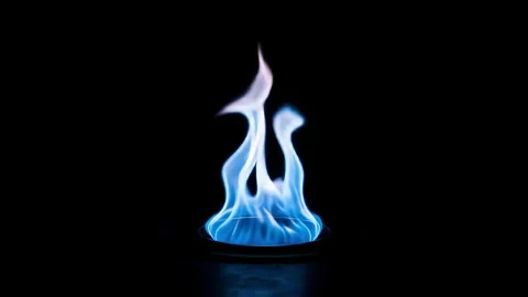 Calm Blue Flame in Dark Fire Pit Stock Footage 315143568