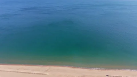 Calm blue green ocean surface texture aerial top view Stock Footage 328143071