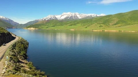 Calm blue lake Stock Footage 114542340