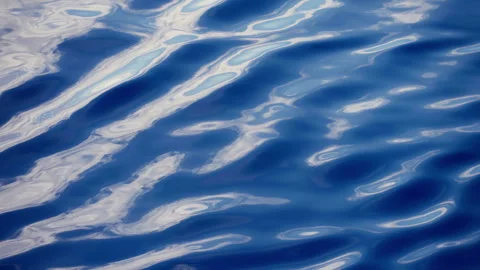 Calm Blue Ocean Water Surface with Gentle Ripples and Sky Reflections. Stock Footage 340190020