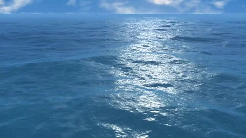 Calm Blue Ocean Waves Under Clear Sunny Day Sky Loop Stock Footage 344936343