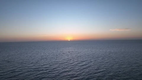 Calm Blue Sunset with Breeze Over Atlantic Ocean – Gran Canaria Aerial Stock Footage 309945691