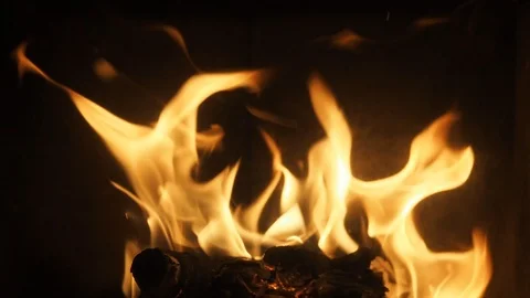 Calm burning fireplace flames #1 - slow motion Stock Footage 119886315