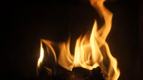 Calm burning fireplace flames #2 - slow motion Stock Footage 119886889