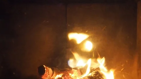 Calm burning fireplace flames #4 - slow motion Stock Footage 119887910