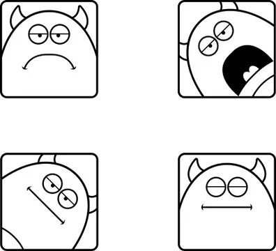 Calm Cartoon Devil Icons Stock Illustration