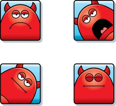 Calm Cartoon Devil Icons Stock Illustration