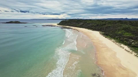 Calm Coastal Scene For Relaxation, Tranquil Seaside Landscape Featuring Soft Stock Footage 323794813