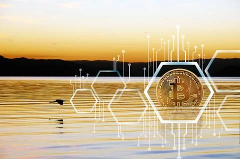 Calm conceptual bitcoin layout Stock Photos