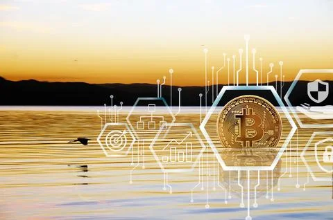 Calm conceptual bitcoin layout Stock Photos