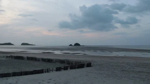 Calm Evening on Beach looking over the Andaman Sea, Koh Lanta Thailand 스톡 동영상 262362876