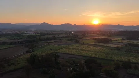 Calm Evening Sunset Over Rural Landscape Stock Footage 325686765