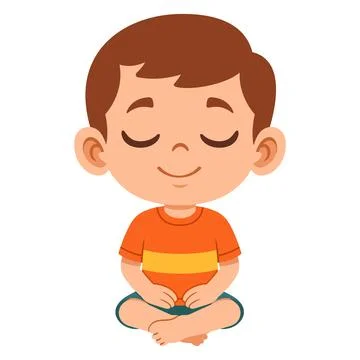 Calm Expression of Flat Boy Character Stock Illustration
