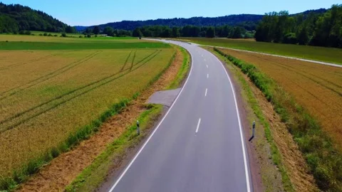 Calm Flight over a road Stock Footage 198805114
