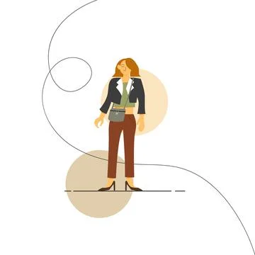 Calm girl flat character design with fashionable jacket Stock Illustration