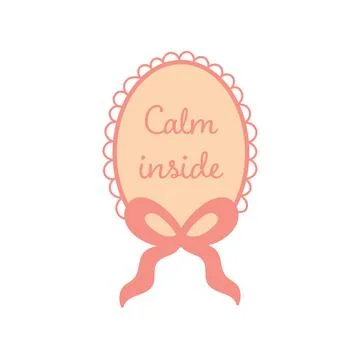 Calm Inside Hand-Drawn Badge with Bow Stock Illustration