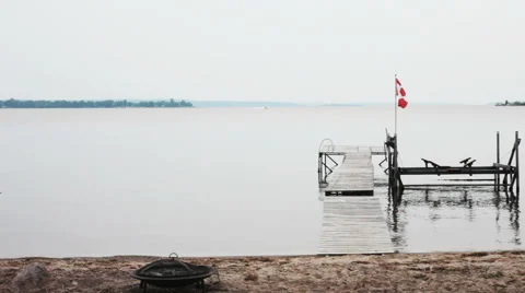 Calm Lake Beach on a Cloudy Day in Georgian Bay Canada Stock Footage 50989533