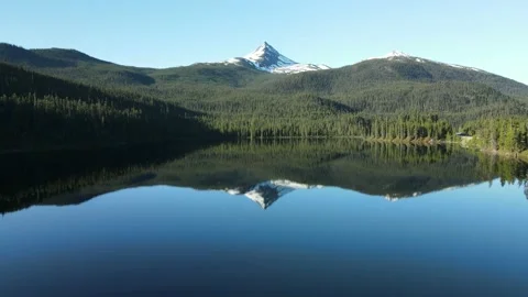 Calm Lake with Mountain Reflection, Drone Shot Stock Footage 169554585