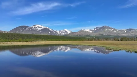 Calm lake in the mountains with reflection in Rondane National Park, Norway Stock Footage 251110271