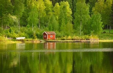 Calm lake reflection Stock Photos