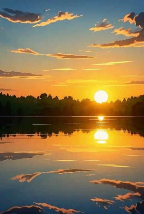 Calm Lake Sunset Reflection Nature Motion Footage Background Video Stock Footage 320596247