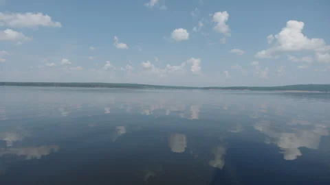 Calm lake surface during sunny summer day Stock Footage 344878064