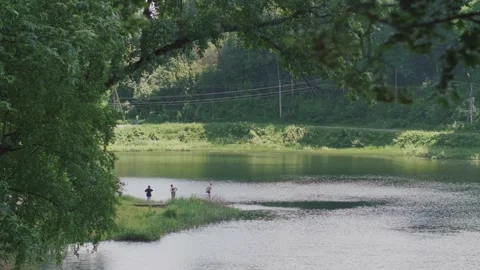 Calm Lake with Trees Reflected in the Water 스톡 동영상 308149105