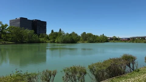 Calm Lakeside View at Lac de Labège, Toulouse, France Stock Footage 322103277