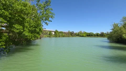 Calm Lakeside Viewat Lac de Labège, Toulouse, France Stock Footage 322103255