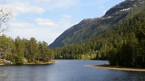 Calm mountain river Stock Footage 92349424