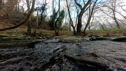 Calm Mountain Stream Flowing Over Rocks – 4K Natural Water Sound 60fps Video stock 325127147
