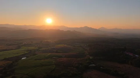 Calm Mountain Valley Under Warm Evening Light Stock Footage 326176688