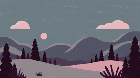 Calm Night Mountain Animation Stock Footage 296366016