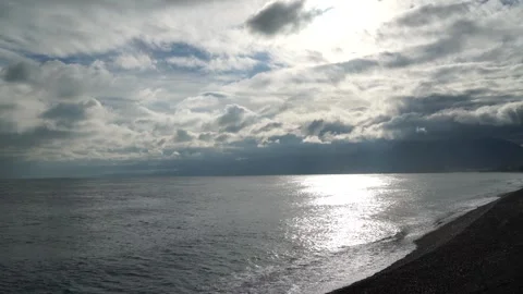 Calm Ocean BeachCalm Ocean Waves Under Blue Sky Animation Stock Footage 307908805