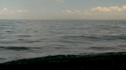 Calm Ocean with Cloudy Sky Stock Footage 342035313