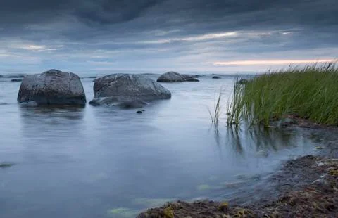 Calm Ocean with Rocks Stock Photos