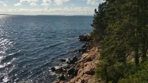 Calm Ocean View of North Atlantic of coase of Maine Video stock 143880512