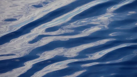 Calm Ocean Water Surface with Gentle Ripples and Sky Reflections Close Up. Stock Footage 340190359