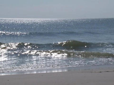 CALM OCEAN WITH WAVES BREAKING ON BEACH3 Stock Footage 76584182