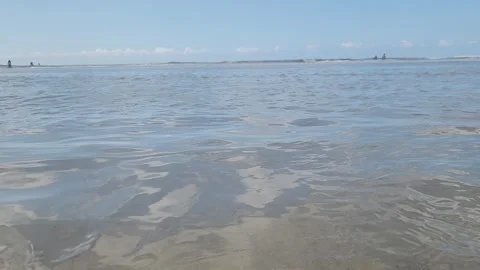 Calm Ocean Waves with People in the Water Stock Footage 314582596