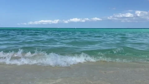 Calm ocean waves at Playa del Carmen Beach Stock Footage 246745331