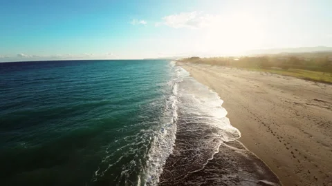 Calm ocean Waves on sandy beach Stock Footage 266499120